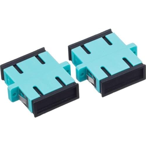 Free Shipping 50PCS/Lot SC/UPC OM3 Aqua Fiber Optic Adaptor,Flange Joint SC-SC Multi Mode Duplex Fiber Coupler Connector