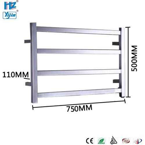Free Shipping New Bathroom Accessories Towel Warmer/Dryer Stainless Steel Square Tube Electric Heated Towel Rail RT3