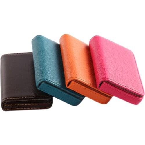 1Pcs Pocket PU Leather Business ID Credit Card Holder Case Wallet Office School Supplies Creative New Year Gift 96*65*15mm