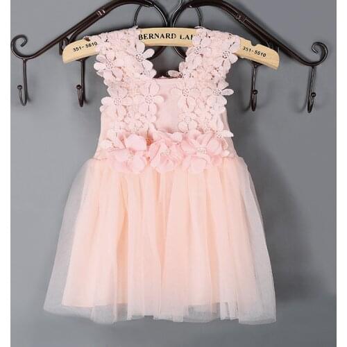 1-6Yrs Children Girls Lace Dress Summer Girls Sleeveless Tutu Dress Kids Princess Party Sundress