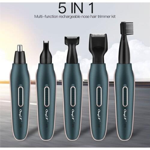 5 in 1 Electric Nose Hair Trimmer Rechargeable Sideburns Razor Eyebrow Shaper Beard Trimmer Men Face Hair Remover Grooming Kit