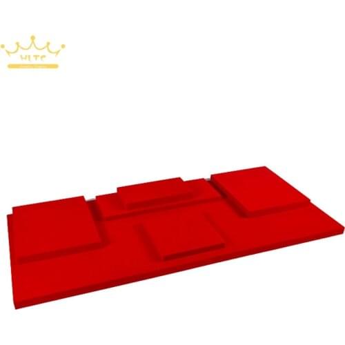 Jewelry Display Window Showcase Red Velvet Wood Jewellery Stand Ring Holder Cases