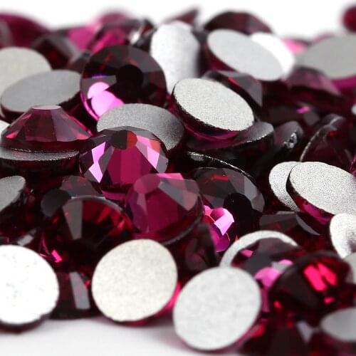 Fuchsia Glass 3D Nail Art Decorations ss3 ss4 ss5 ss6 ss8 ss10 ss12 ss16 ss20 ss30 ss34 Crystal Nails Non HotFix Rhinestones
