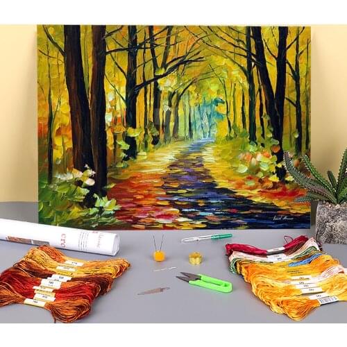 Dreamy Alley Printed Canvas 11CT Cross Stitch Embroidery Full Kit DMC Threads Handiwork Sewing Knitting Handicraft Counted