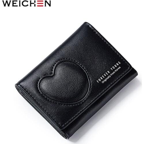 WEICHEN Women Short Wallet Fashion Ladies Wallets Card Holder Female Portable Multifunctional Solid Change Purse Coin Pocket Bag
