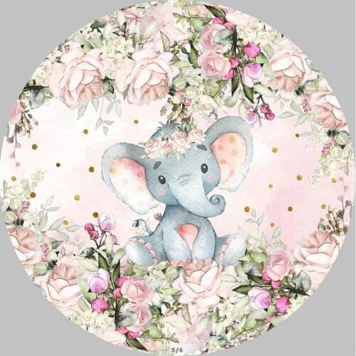 Round Circle Backdrop Custom Girl 1st Birthday Background Flower Baby Shower Photography Photobooth Newborn Photo Studio