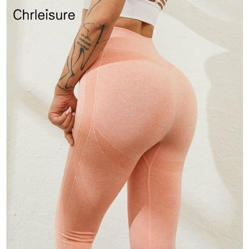 CHRLEISURE Sexy Leggings Women Solid Fitness High Waist Seamless Breathable Mesh Gym Pants Female Workout Sport Legging