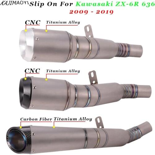 Motorcycle GP Exhaust Escape Modified Titanium Alloy Middle Link Pipe Carbon Fiber Muffler Slip On For Kawasaki ZX-6R ZX6R 636