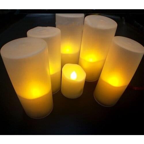 Set of 6 USB Rechargeable Votive LED Tea Light Remote controlled Flameless Flickering Candle Lamp Christmas Lighting Decor-Amber