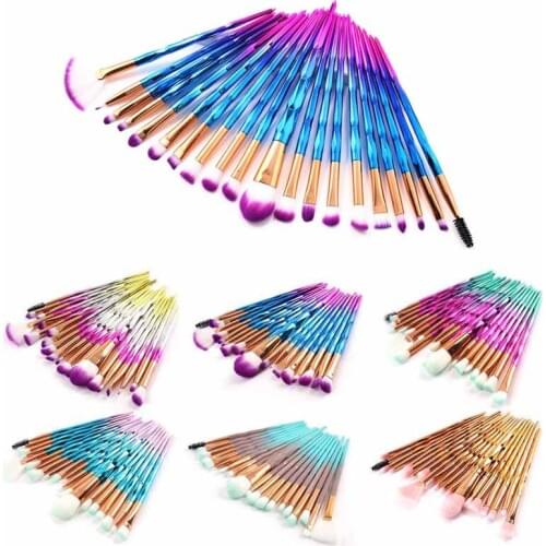 20Pcs Diamond Makeup Brushes Set Beauty Make Up Brush Tool Cosmetic Powder Foundation Blending Eye Shadow Eyebrow Eyelash Brush