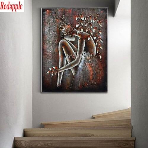 Cross stitch kits,Embroidery needlework Abstract thinking girl pattern sets,for Home Decor diamond Painting,Portrait Full square