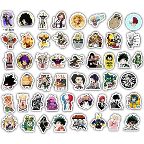 50pcs My Hero Academia Suitcase Stickers Laptop Skateboard Izuku Midoriya Might Boku No Hero Academia Anime Character Decals