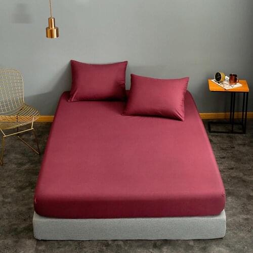 Bonenjoy Mattress Cover160*200 Wine Red Solid Color lencol cama casal for Single/Queen/King Bed Sheet drap housse no Pillowcase