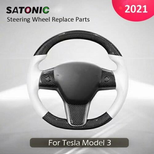 SATONIC Latest Matte Carbon Fiber Sports Steering Wheel For Tesla Model Y Model 3 2021 Car Accessories Multi-Colors Fit