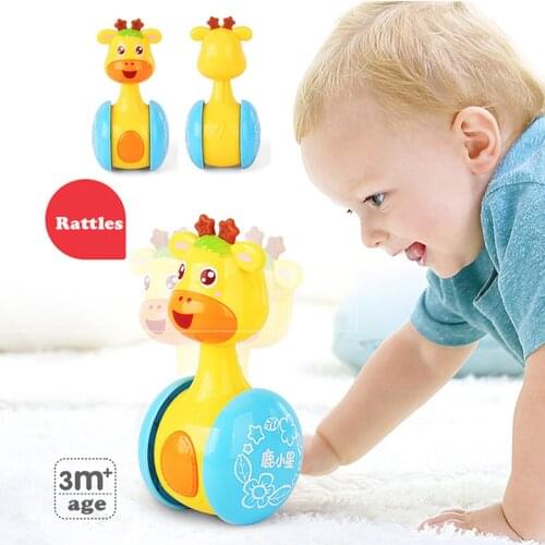 Newest Arrival Baby Tumble Toy Multicolor Cartoon Giraffe Shape Roly-Poly Doll Gift for Infant Boys Girls