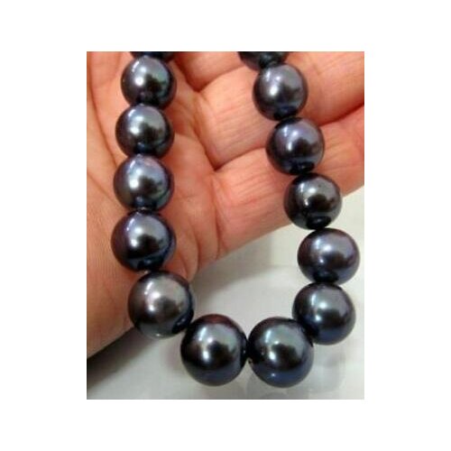 18" AAA 9-10 MM SOUTH SEA black PEARL NECKLACE 14K/20 GOLD CLASP