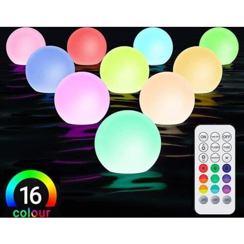 Floating Glowing Ball Pool Light RGB Changing LED Ball Lights IP67 Waterproof Dia 8cm Swimming Pool Lights Night Light Pool Toys