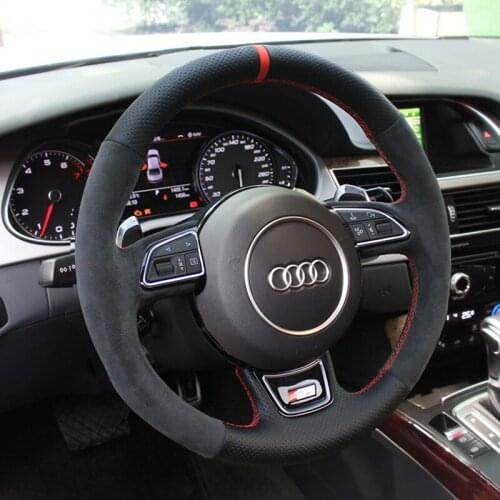Suitable for Audi q3 q5l q2L a5 a6l a4l q7 tt hand stitched suede steering wheel cover