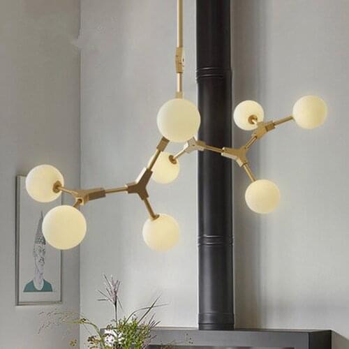 Postmodern Magic Bean Pendant Lights Led Glass Ball Industrial Hanging Lamp for Living Room Kitchen Light Fixtures Home Decor
