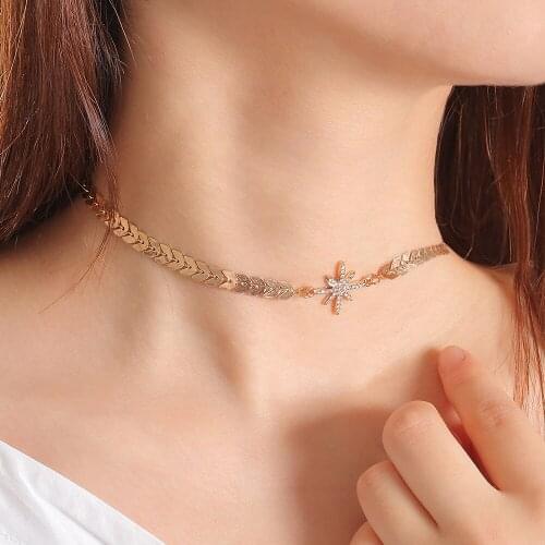 Simple Personality Shell Star Pendant Adjustable Fashion Wheat Ears Clavicle Gold Plated Chain Necklace Choker Women Jewelry Gif