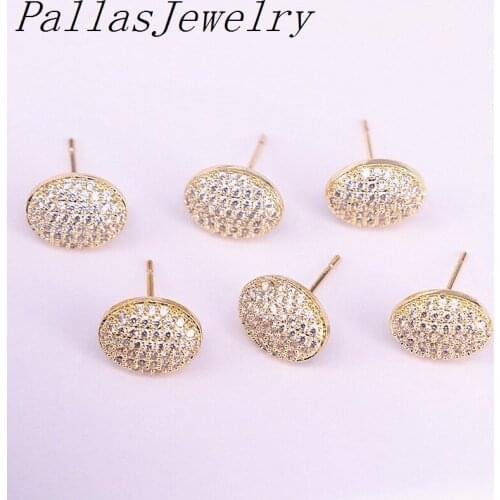 10Pairs Gold color Clear cubic zirconia cz fashion jewelry OVAL Stud Earring For Women
