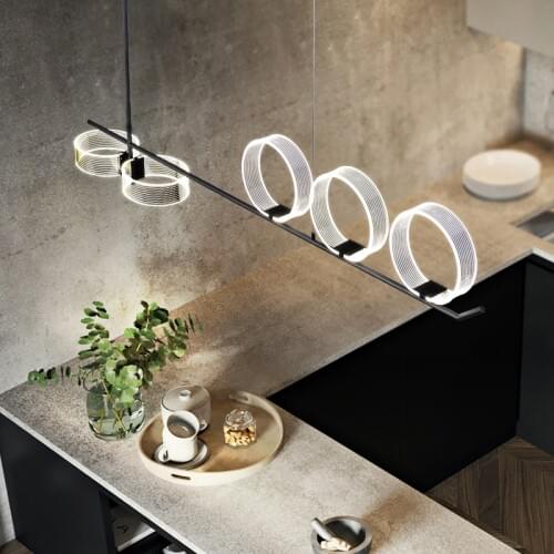 Modern strip lights creative LED Chandelier dining room Nordic living room hanging lamp bar restaurant fixture lighting