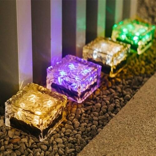 Solar Path Light Underground Buried Brick Light Led Ice Cube Shape Garden Light Waterproof Landscape Road Light