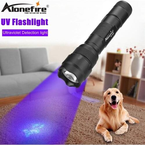 ALONEFIRE 502b 395-400nm High power Uv LED Flashlight Ore id Money Passports Scorpion UV Detector light torch lamp 18650 Battery