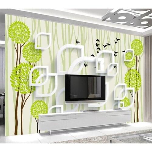 Wellyu Custom wallpaper 3D фотообои abstract tree bird TV background wall living room bedroom restaurant mural papel de parede