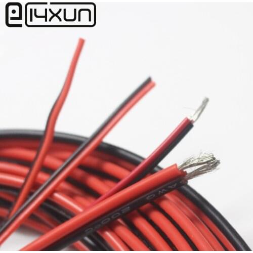 1meter Red + Black Silicone Cable 24AWG 22AWG 20AWG 18AWG 16AWG Heatproof Soft Silicone Silica Gel Wire
