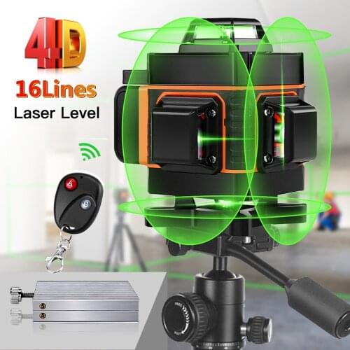 16 Lines 4D Green Laser Level Horizontal And Vertical Cross Lines With Auto Self-Leveling Indoors and Outdoors