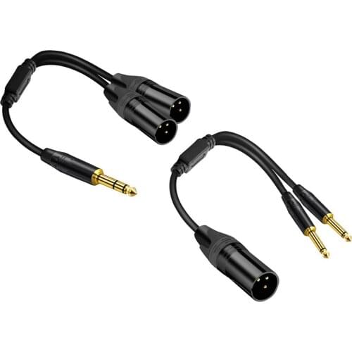 30cm 6.35mm TRS Male to XLR Male Stereo Mic Cable Y Splitte Cable Cord Audio Stereo Jack Cable for Platform Amplifier MIxer