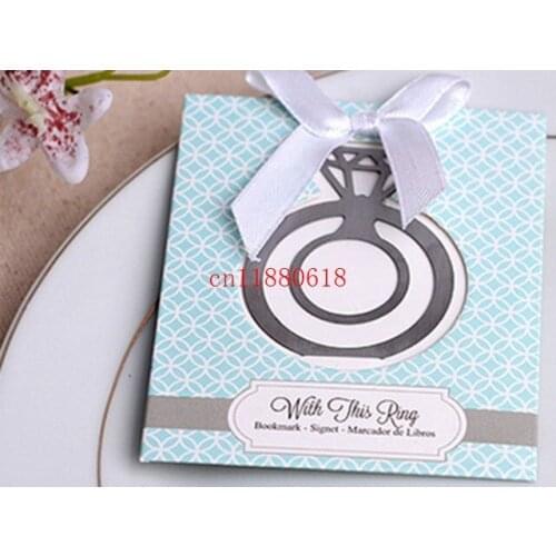 500pcs/lot Free Shipping New Exquisite Alloy Engagement Ring Bookmark wedding favor bridal shower party gift