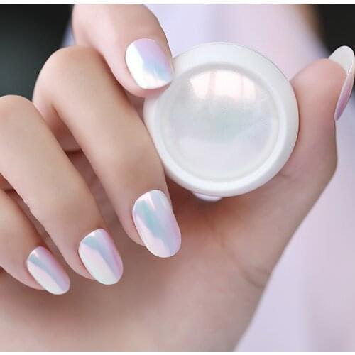 1 Box Pearl Shell Nail Glitter Powder Aurora Mermaids Ice Transparent Shimmer Laser Nail Art Pigment Chrome Dust Manicures Tips