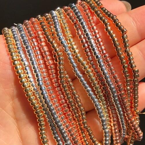 3*2mm Natural Hematite Rondelle Stone Beads Round Bronze Rose Gold Loose Bead For Jewelry Making DIY Bracelet Accessories 15