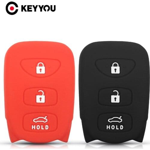 KEYYOU Silicone Car Key Cover Case For Hyundai Elantra Tucson Sonata Santa FE Carens Replacement 3+1 Buttons