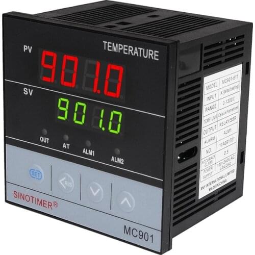 SINOTIMER MC901 Digital Waterproof PID Temperature Controller K Type PT100 Sensor Input Relay SSR Output