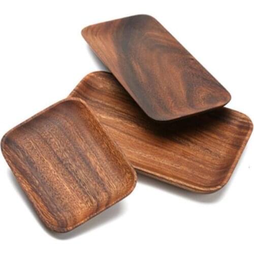 Wood Fruit Plates Rectangular Tray Dried Wood Trays Snack Candy Cake Holder Wooden Storage Dishes Kitchen Tool SN2247