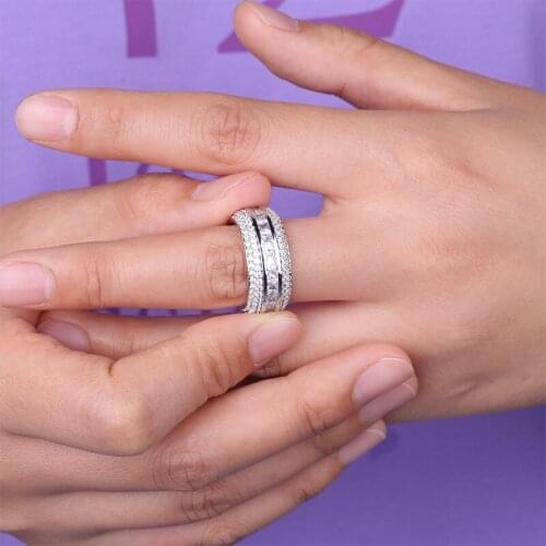 Hip Hop Micro Pave AAA Cubic Zirconia Bling Iced Out 1 Row CZ Rings for Men Women Hip hop Fashion Rapper Jewelry Gold