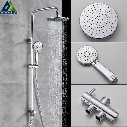 Chrome Bathroom Rainfall Shower Faucet In Wall Shower Pipe with Hand Shower Waterfall Rain Shower Tap