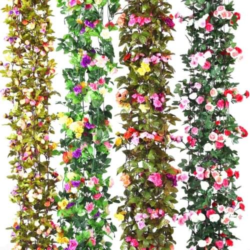Artificial vine fake Flowers ivy Roses cherry Silk Flowers Garland DIY Flowers for Wedding Garden Home Decor fake Flower vine