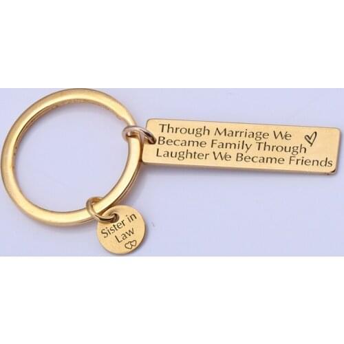 To SISTER In Law Gifts Fashion Custom Engraved: Through Marriage We Became Family Through Laughter We Became Friends