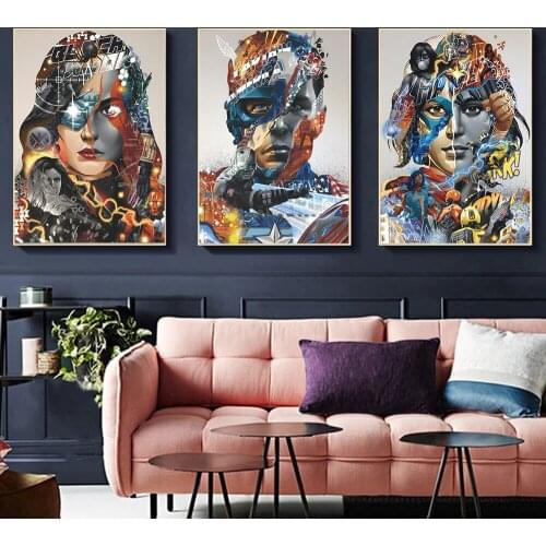 Marvel Avengers Superhero Canvas Painting Character Hulk Thor Posters and Print Wall Art Picture for Living Room Home Decoration