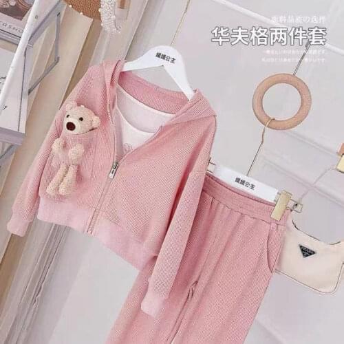 Set toddler Girls clothing Suit top+Pants 2 Pcs Spring Autumn Bear Childrens Set Teen Girls Clothes Suit Sportswear 2-14 Years