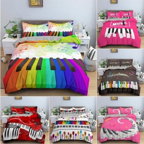 3D Music Pattern Bedding Set Piano Key Duvet Cover Set Luxury King Full Quilt Cover For Bedroom With Pillowcase Bedclothes