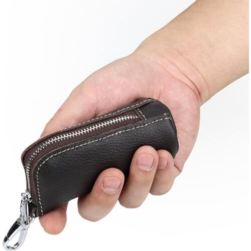 Unisex Car Key Case Leather Key Wallets Keychain Pouches Housekeeper Covers Zipper Bag Keychain Cover for Keys Card Bag