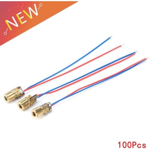 Laser diode 100pcs 650nm 6mm 5V 5mW Adjustable Laser Dot Diode Module Red Copper Head 3v