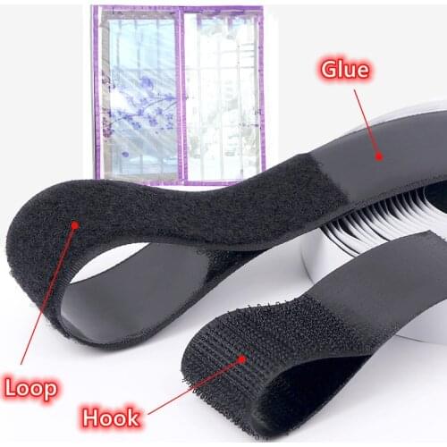 16/20/25/30/38/50mm 1Meter Black White Tape Hook Loop Fastener Magic Nylon Sticker Self Adhesive Disks Tape Strong Glue