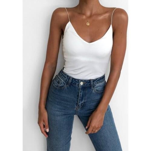 Summer Women Sexy Camis V Neck Off Shoulder Sleeveless Solid Color Backless Tops Female Casual Camis Streetwear