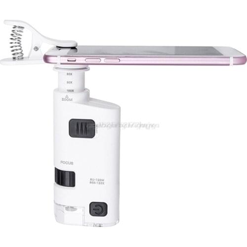 80-120X LED Cell Phone Microscope Universal Clip-type Cellphone Microscope Magnifier with LED Lamp Magnifiers Loupe D29 dropship